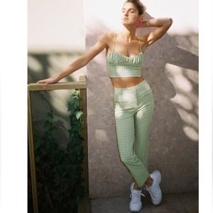 Printed Corset Crop Top & Mini Flare Printed Pants